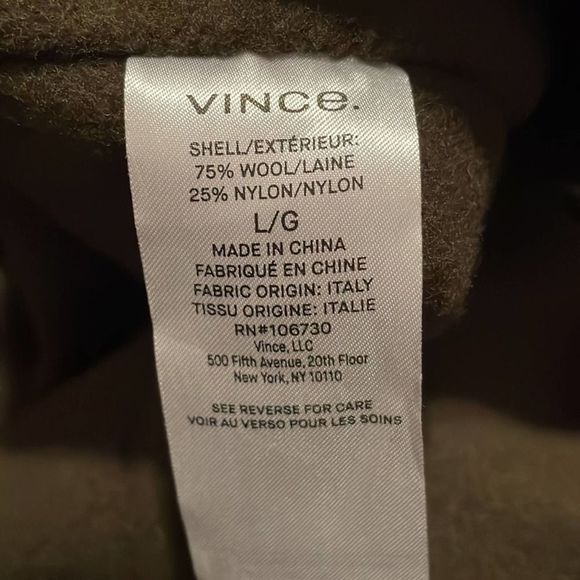 Vince Patch Pocket Wool-Blend Coat Pine Olive Size large - Picture 14 of 15